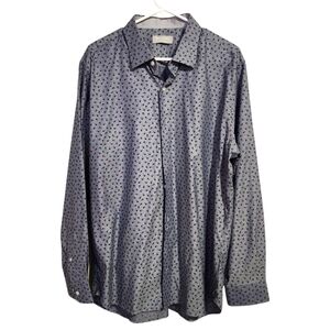 HICKEY FREEMAN‎ Blue Micro Floral Button Down Shirt XL Menswear Prep